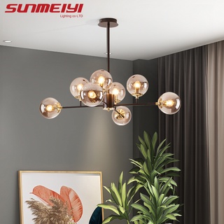 Sunmeiyi โคมไฟระย้า LED สไตล์นอร์ดิกสําหรับตกแต่งบ้านห้องนั่งเล่นห้องครัว