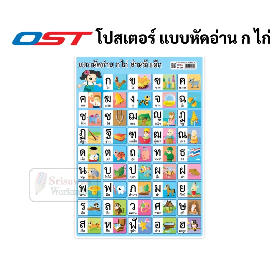 โปสเตอร์ กันน้ำ เนื้อPP ขนาด A4 ก ไก่-ฮ นกฮูก ก-ฮ abc a-z นับเลข 1-100  สูตรคูณ สระ วรรณยุกต์ โปสเตอร์ประกอบการศึกษา thumbnail 5