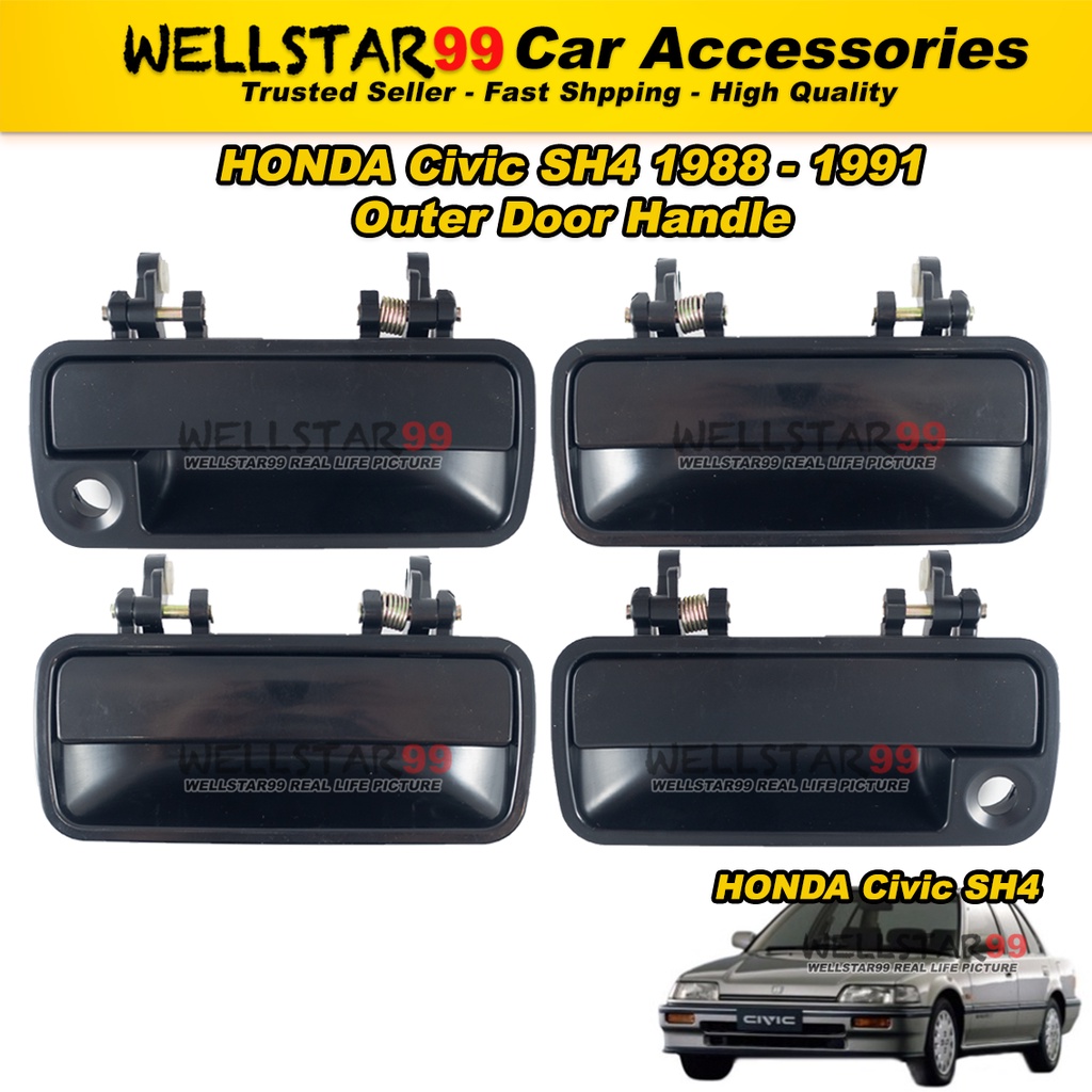 Honda Civic SH4,SH3,EF2,EF8,EF9,EF4,EF7,EF 1988 - 1991 มือจับประตูด้านนอกประตู มือจับประตูสีดํา