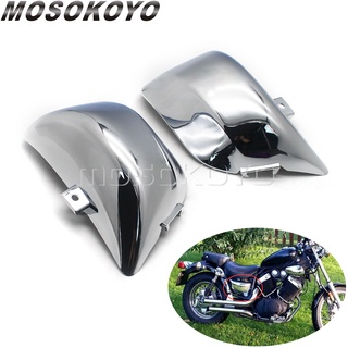 MD-2pcs โครเมี่ยมด้าน F Airing แบตเตอรี่ปกคลุมรถจักรยานยนต์ Cowling ยามสำหรับ Yamaha Virago XV 535 XV 400 XV535 DX XV400