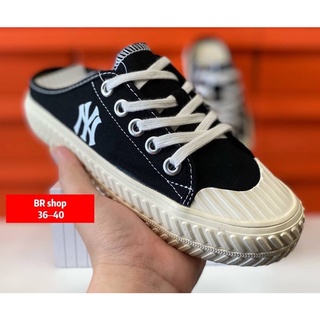 🔥ราคาโรงงาน🔥 รองเท้าผ้าใบผู้หญิงเปิดส้น MLB Playball Mule New York Yankees 💯