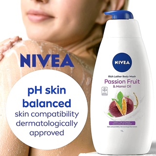 NIVEA PASSION FRUIT &amp; MONOI OIL BODY WASH 1000ml สบู่เหลวอาบน้ำกลิ่นหอมใหม่สูตรพิเศษจากนีเวียสินค้านำเข้าจากออสเตรเลีย