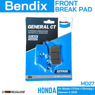 Bendix ผ้าเบรกหน้า MD27 Air Blade-i/Click-i/Scoopy-i Zoomer-X 2012