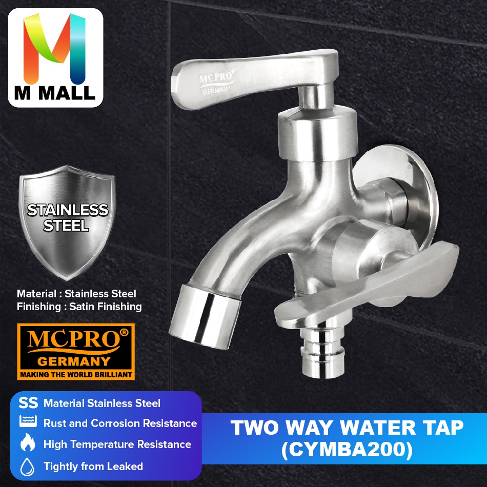MCPRO STAINLESS STEEL BATHROOM WASHING MACHINE TWO WAY WATER TAP - CYMBA200 / CYMBA201 / SSGY2006