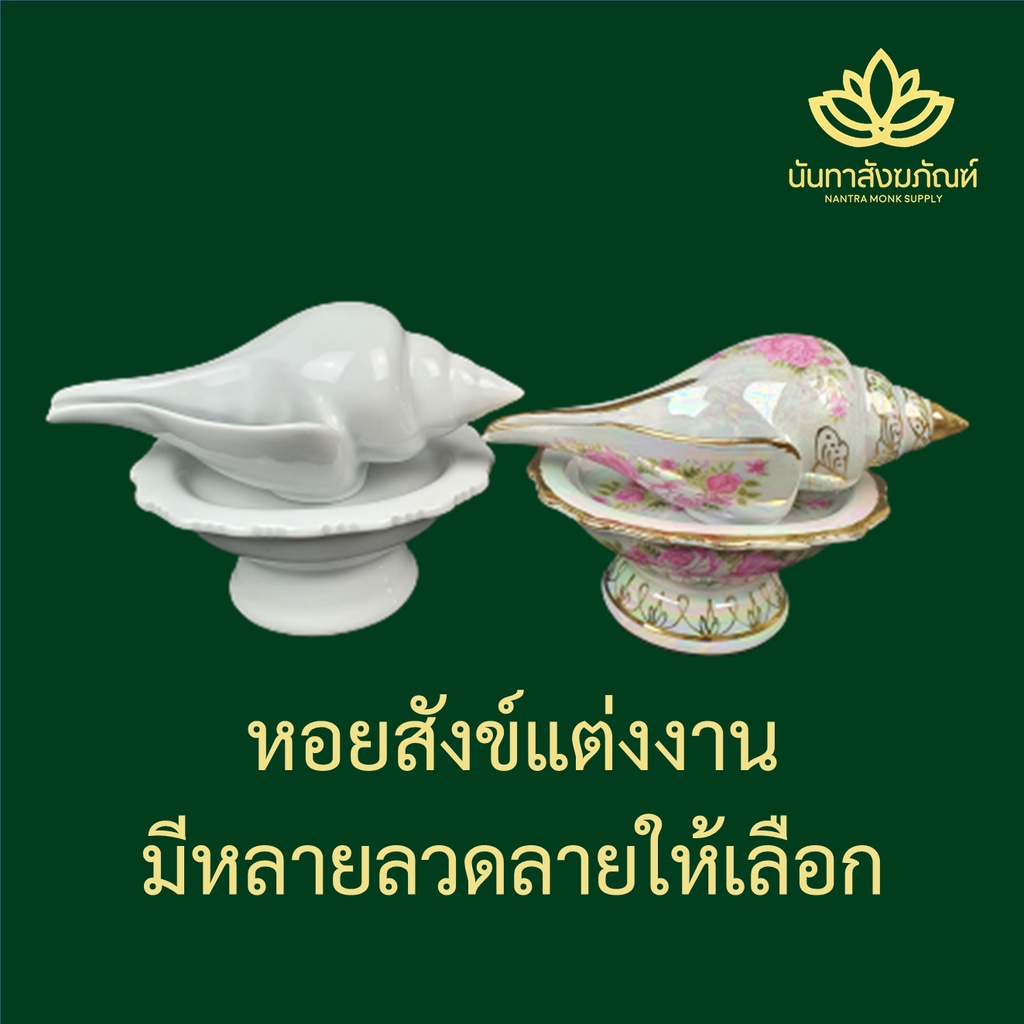 หอยสังข์ แต่งงาน งานแต่ง รดน้ำสังข์ สีขาวล้วน