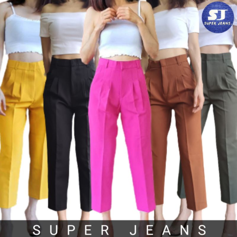 กางเกงทรงบอย8ส่วน แต่งจีบหน้า ใส่เท่ห์สุดชิลล์