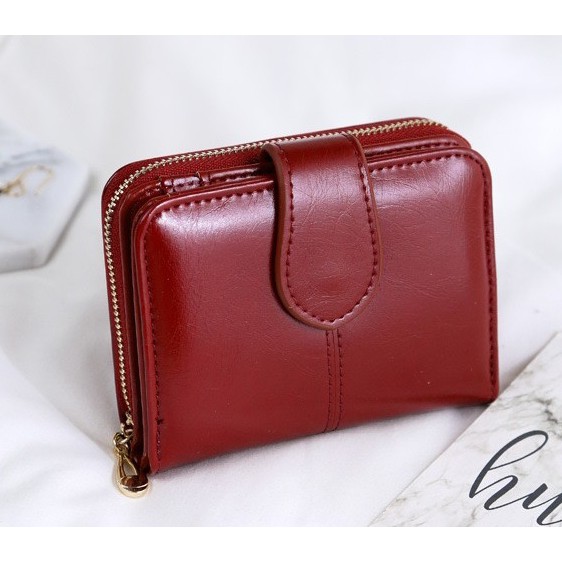 (สีแดง) กระเป๋าสตางค์ ผู้หญิง ใบสั้น กระเป๋าตังค์ กระเป๋าเงินผู้หญิง wallet