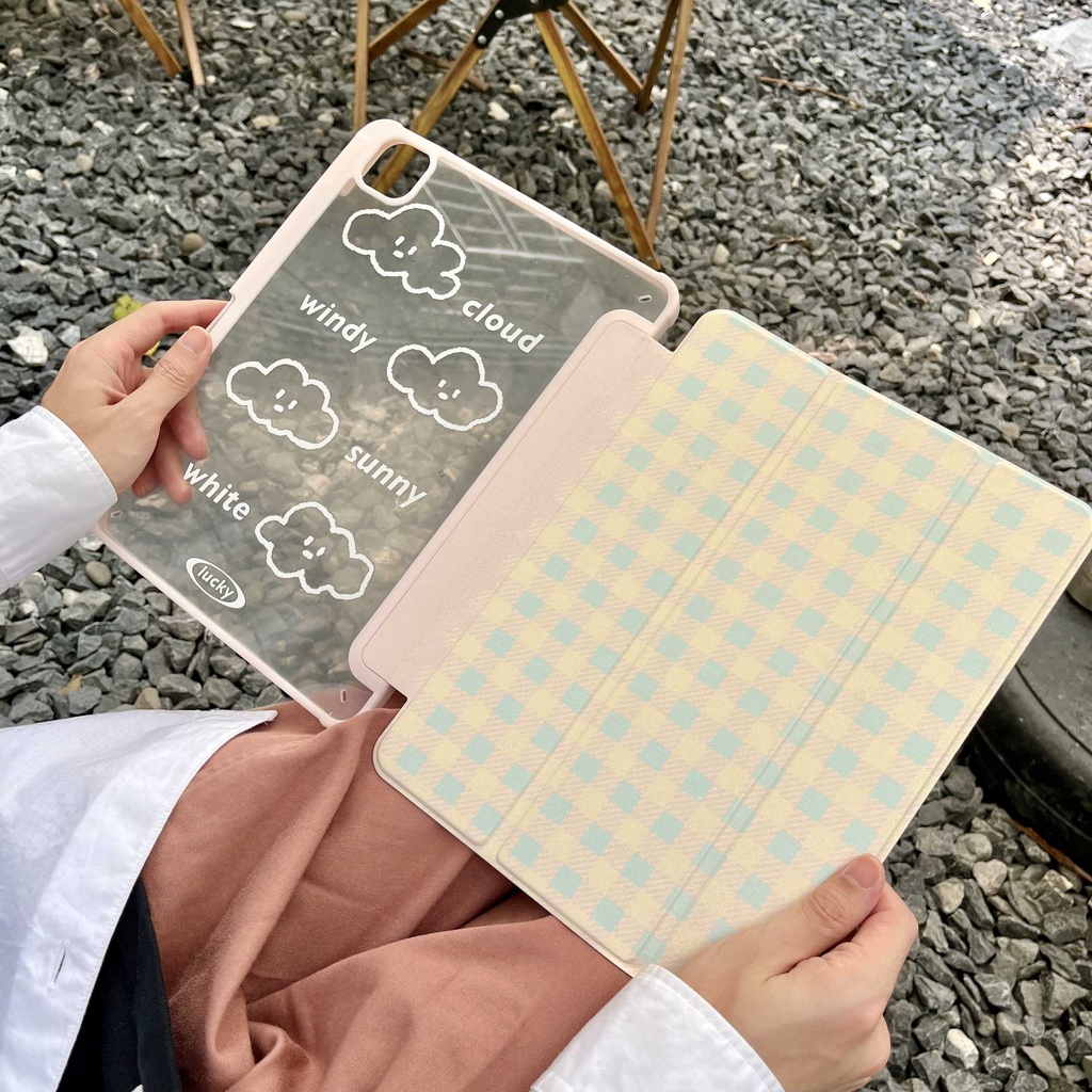 🔥พร้อมส่ง🔥 เคสไอแพด Air6 Air7 11 อะคริลิค Cute Clouds ช่องใส่ปากกาขวา Acrylic เคส ipad Gen11 MINI7