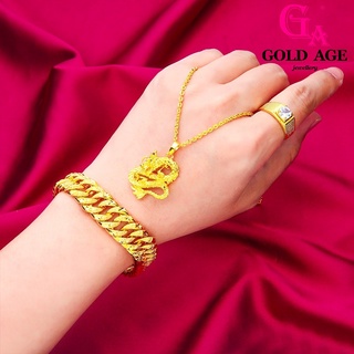 Ga ชุดเครื่องประดับ สร้อยคอ สร้อยข้อมือ ชุบทอง 24k สไตล์เกาหลี สําหรับผู้ชาย