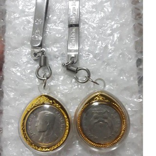 กรอบเหรียญครุฑ​+แหนบหลวงปู่ทวด​ (กรอบสามารถใส่1บาทหลังเรือและหลังวัดปี2525ได้ครับ)​