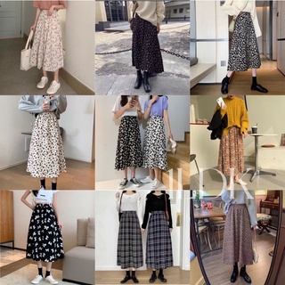 1LDK 🌈พร้อมส่ง🌈กระโปรงยาว เอวสม็อค กระโปรงแฟชั่นผู้หญิง ทรงพริ้วคลุมเข่า มีหลายแบบให้เลือก (FWFW)