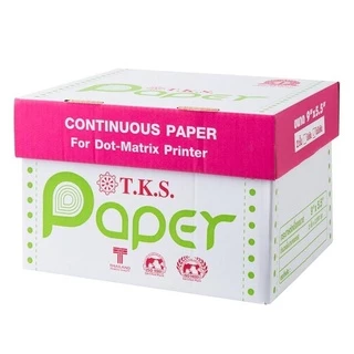 กระดาษต่อเนื่อง TKS 9"*5.5" ไม่มีเส้น กระดาษใบเสร็จรับเงิน/ใบกำกับภาษี กระดาษใช้งานร่วมกับเครื่องพิมพ์ระบบ Dot Matrix