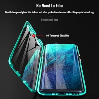 Samsung Galaxy S25 S26 S23 FE S22 S22 Plus Ultra S25 S26 Ultra + เคสโทรศัพท์แม่เหล็กกระจกสองด้านแม่เหล็กโลหะพลิกปกแข็งด้านหน้าและด้านหลัง 360 ปลอกป้องกัน