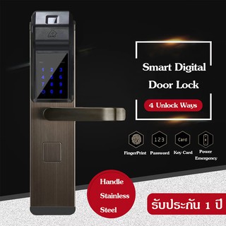 KARODO Digital Door Lock รุ่น P1 (สแกนนิ้วมือ + รหัส + คีย์การ์ด + กุญแจ) ดำ