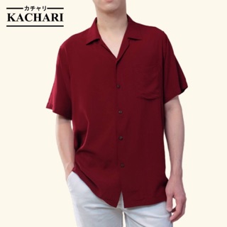 ส่งฟรี🔥KACHARI เสื้อฮาวาย ผ้าเรยอน สีแดง