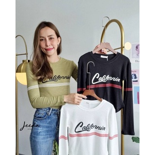 New 🍋 เสื้อแขนยาวทรงสลิม ชายโค้ง สกรีนสวยมาก California งานนำเข้าสุดพรีเมี่ยม ผ้าร่อง Cotton เนื้อดีมากค่ะ   #89541