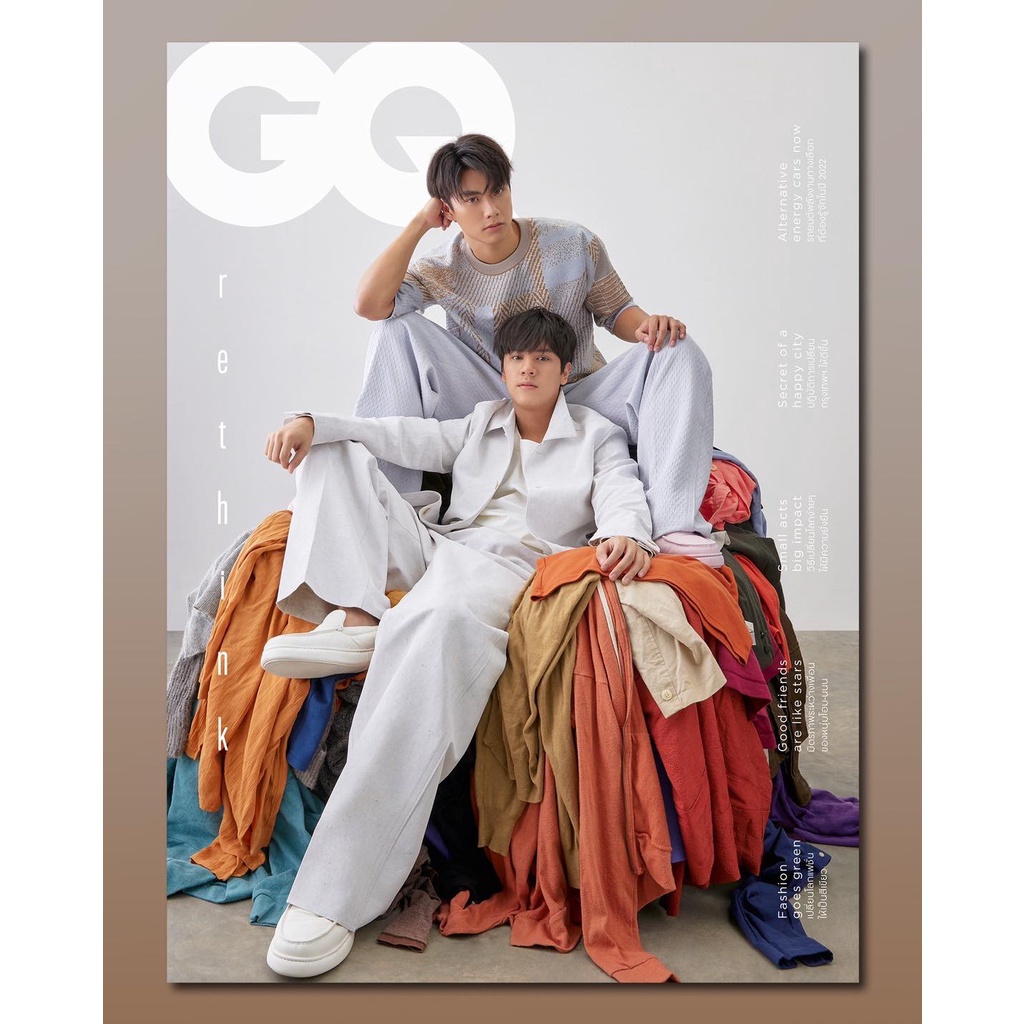 S นิตยสาร GQThailand ฉบับเดือนมีนาคม 2565 ปก OhmNanon 'โอม-ภวัต จิตต์สว่างดี และ นนน-กรภัทร์ เกิดพัน