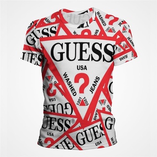 เสื้อยืดแขนสั้น พิมพ์ลาย guess 3 มิติ สําหรับผู้ชาย และผู้หญิง