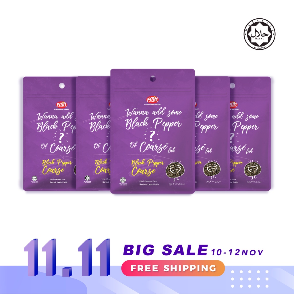 [11.11]Premium Pure Black Pepper Coarse FMH日ive Black Pepper Chilli-25g/5pck