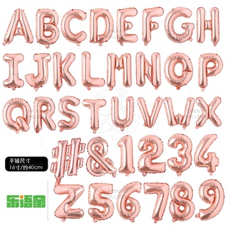 ลูกโป่งฟอยล์อลูมิเนียม สีโรสโกลด์ (A-Z)(0-9) ขนาด 16 นิ้ว สําหรับตกแต่งปาร์ตี้วันเกิด งานแต่งงาน