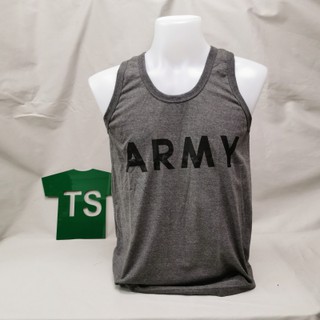 [สินค้าพร้อมส่ง] เสื้อกล้ามสีพื้นสกรีน ARMY สีเทาเข้ม สีเทาอ่อน และ สีเขียว