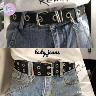 Gang_jeans(โค้ด SEPGAA ลด 30.-)เข็มขัดหนัง เข็มขัดแฟชั่น ตาไก่มีโซ่ ผู้หญิง ผู้ชาย มีเก็บปลายทาง