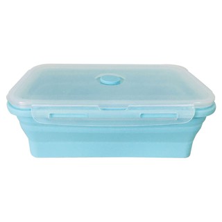 ถูกที่สุด✅  มีบุญ กล่องใส่อาหารแบบซิลิโคน พับได้ ขนาด 1200 มล. สีฟ้า MEEBUN Collapsible Silicone Food Container 1200 ml.