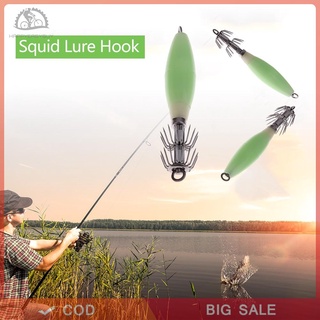 【happyeasybuy】noctilucent ปลาหมึกปลาหมึกแขนตะขอเหยื่อล่อ