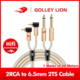 GOLLEY LION Dual 1/4 inch 6.5mm TS to Dual RCA Stereo Audio Interconnect Cable Gold Plated Copper Shell Heavy Duty Adapter Cable