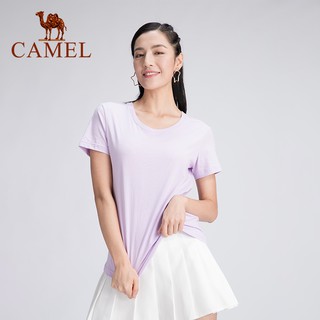 Camel เสื้อยืดกีฬา ผ้าฝ้ายแท้ แขนห้าส่วน ทรงหลวม สําหรับผู้หญิงS-5XL