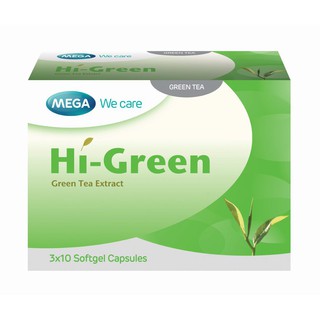 Mega We Care Hi Green 30 แคปซูล ชาเขียวสกัดเพื่อรูปร่างและสุขภาพที่ดี เมก้า วีแคร์ ไฮ-กรีน