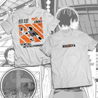 เสือยืดผู้ชาย - Signatura Tees เสื้ออะนิเมะ Haikyu Series Yu Nishinoya หมายเลข 4 การออกแบบเสื้อลิเบ