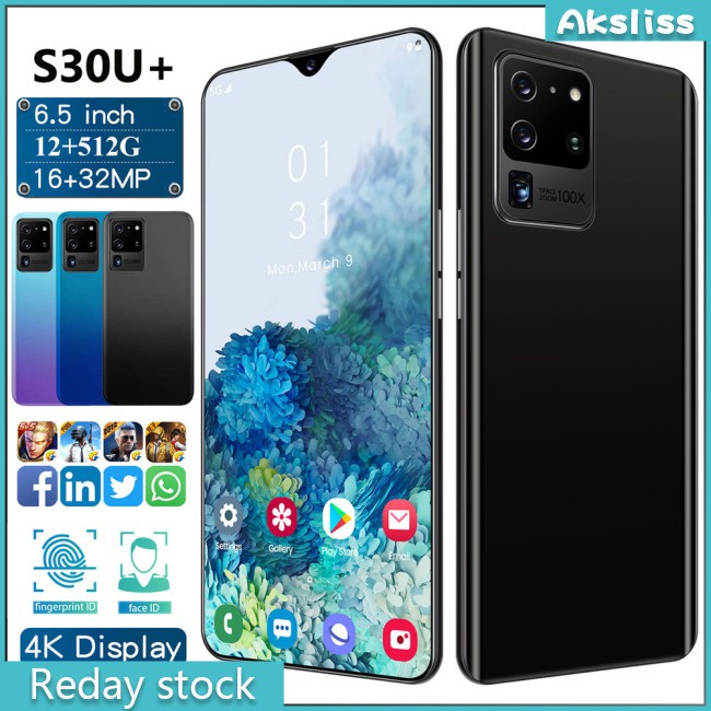 AKS????wholesale????S30U+ 6.5Inches 12+512GB Smart Phone Fast Face Recognition Fingerprint Unlocking Phone