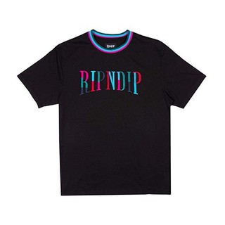 SLUM LTD - RIPNDIP Color Block Embroidered Tee Black