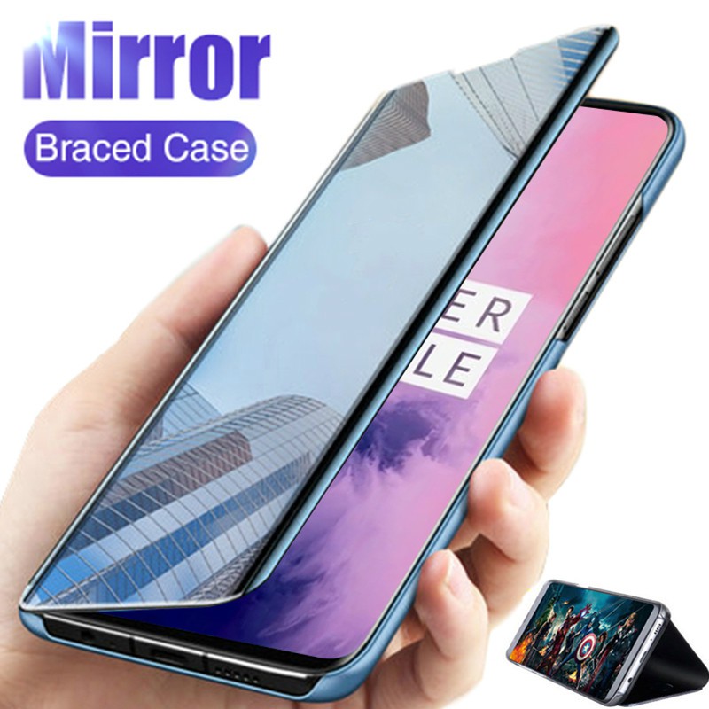 Oneplus 9 Pro OnePlus 7T 8T 8 Pro Mirror View Flip Folio Phone Case Kickstand Stand OnePlus Nord 2T 2 N200 เคสหนัง