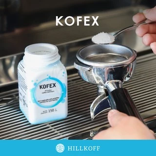 Hillkoff : ผงทำความสะอาดเครื่องชงกาแฟ Kofex Acitivated ผงล้างหัวชง 150 g ผงทำความสะอาดสแตนเลส