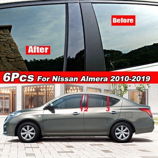 【พร้อมส่ง】สติกเกอร์ติดเสาประตูรถยนต์ หน้าต่างรถยนต์ คุณภาพสูง สําหรับ Nissan Almera Sunny 2010-2019 6 ชิ้น