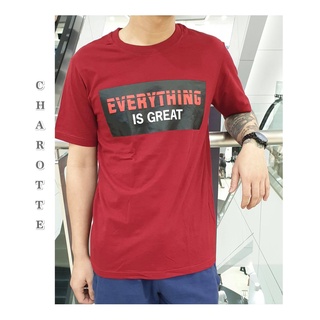 เสื้อยืด 𝗘𝘃𝗲𝗿𝘁𝗵𝗶𝗻𝗴 𝗶𝘀 𝗴𝗿𝗲𝗮𝘁  สีแดงเลือดหมู ผ้า cotton ไซส์ S/M/L/XL/XXL/XXXL