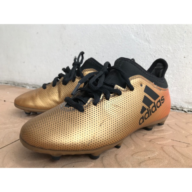 รองเท้าฟุตบอล รองเท้าสตั๊ดเด็ก ADIDAS X 17.3 JR. FG -Gold-Metallic (มือสอง)