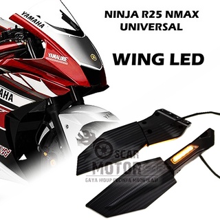 กระจกมองหลัง LED สไตล์ญี่ปุ่น สําหรับรถจักรยานยนต์ Ninja Cbr R25 R15 125 150 2500 GSX Nmax Xmax