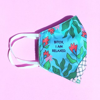 แมสผ้าลายดอกไม้ หน้ากากผ้า ลาย Relaxed พร้อมส่ง Fabric Mask แบรนด์ Ping Hatta. Studio