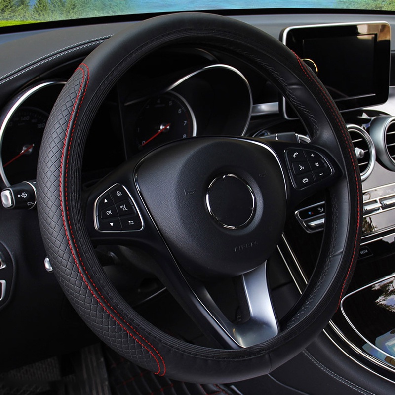 หุ้มพวงมาลัยรถยนต์ 38ซม ที่หุ้มพวงมาลัยรถยนต์ไมโครไฟเบอร์ ปลอกหุ้มพวงมาลัยรถยนต์