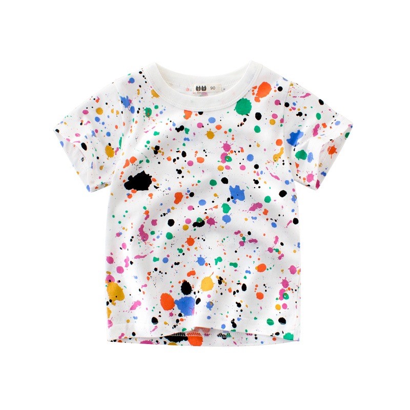 9341 27kids เสื้อยืดเด็ก ลายจุด สดใส สีกระจาย