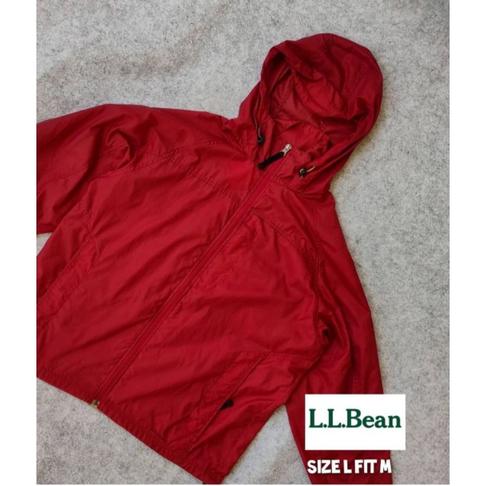 MERAH LL Bean Original Waterproof Red เสื้อแจ็คเก็ตกลางแจ้งมือสอง