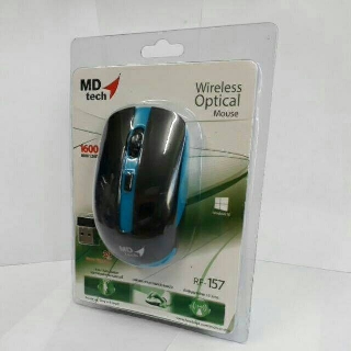 เมาส์ไร้สาย MD-Tech Wireless Optical Mouse RF-157 USB สีดำ-ฟ้า