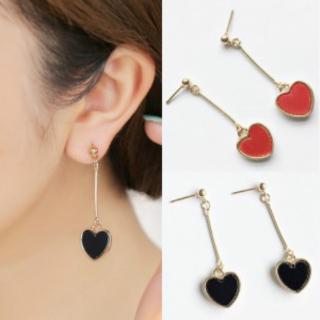 Simple retro wild peach heart long face earrings thin love peach heart girl heart female earrings