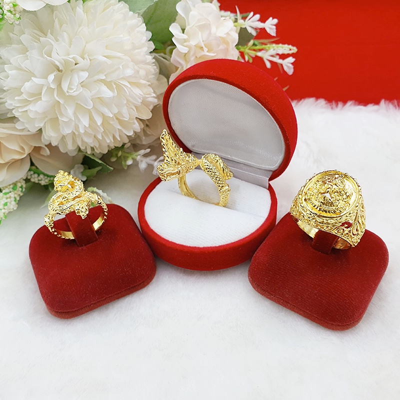 แหวนทอง เสริมโชค เสริมบารมี แหวนพญานาค แหวนพญาครุฑ แหวนมังกร เครื่องประดับ ใส่อาบน้ำได้ แหวนทองเหลืองแท้