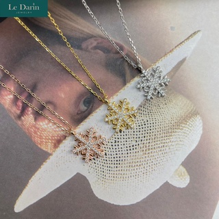 Le Darin สร้อยคอเงินแท้ 925 จี้Snow Flake ประดับด้วยเพชรเม็ดละเอียด ตัวเรือนชุบทองคำขาวเกรดพรีเมี่ยม น่ารัก มินิมอล