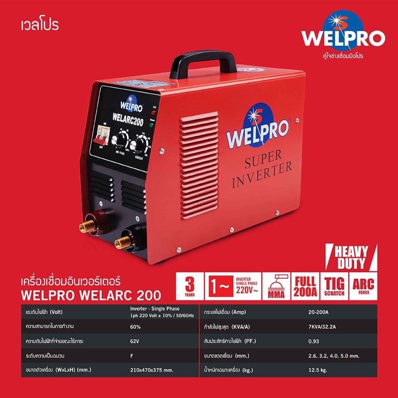 ตู้เขื่อมเวลโปร WELPRO ARC200 สินค้ารับประกัน 3 ปี