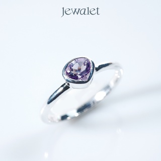 JEWALET AMETHYST LOTUS SILVER FANCY RING แหวนเงินแท้ อเมทิสต์ ดอกบัวแฟนซี 6 มม.